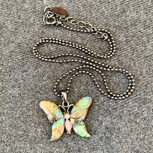 Pretty Abalone Butterfly Necklace